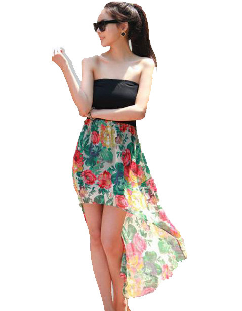 Wholesale cotton and chiffon wrapped chest  dress/ beach skirt /Summer dress