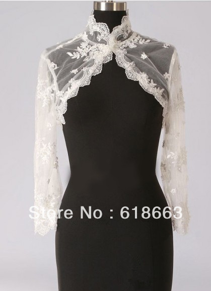 wholesale Custom Long Sleeve lace bolero Jackets for wedding Free Shipping