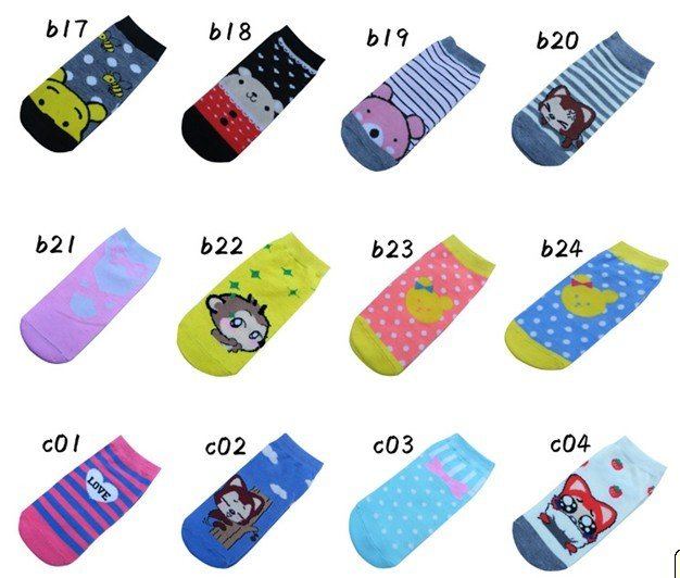 Wholesale Cute Cartoon Ankle Sock  Free Shipping Mix Designs & Colors 20 Pairs/Lot