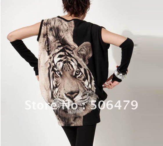 Wholesale/Dropship Plus Size woman's Casual Tiger Kintted Tops ladies' t-shirts fashion short sleeve blouses garment clothing