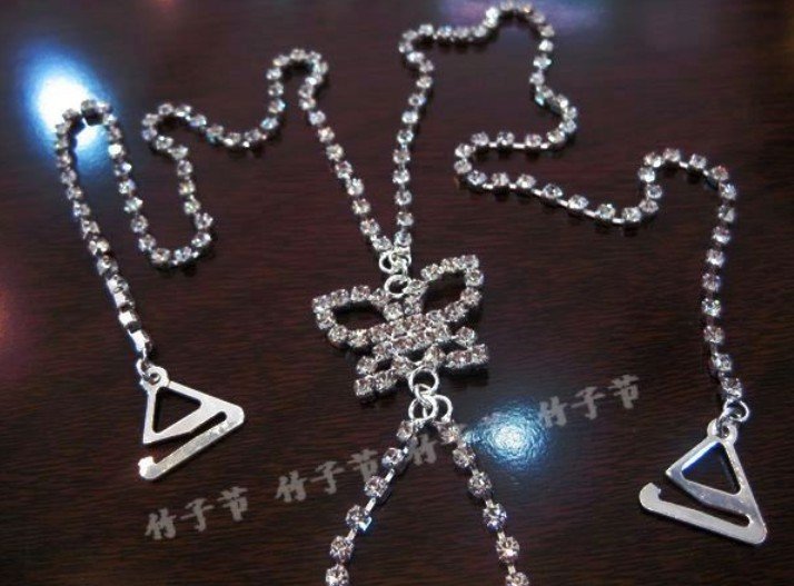 wholesale elastic bra straps Back crystal butterfly diamond strap Super A Rhinestone metal underwear bra strap    free shipping