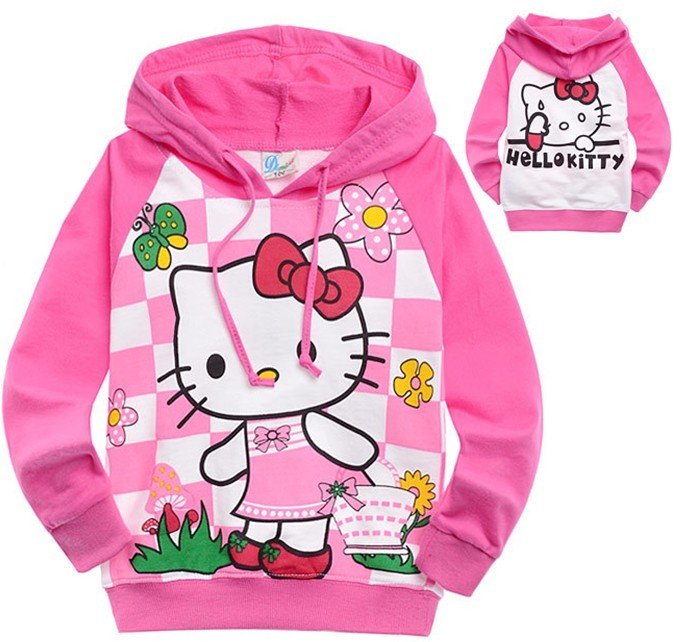 Wholesale Fashion Hello Kitty Hoodies Sweatshirts Girls Hoodie Kids Hoodies Children's Sweatshirt Baby Clothing, Free Shipping!