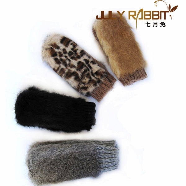 wholesale fashion sexy warm Fashion full leather rabbit fur gloves handmade yarn knitted gloves female genuine leather gloves