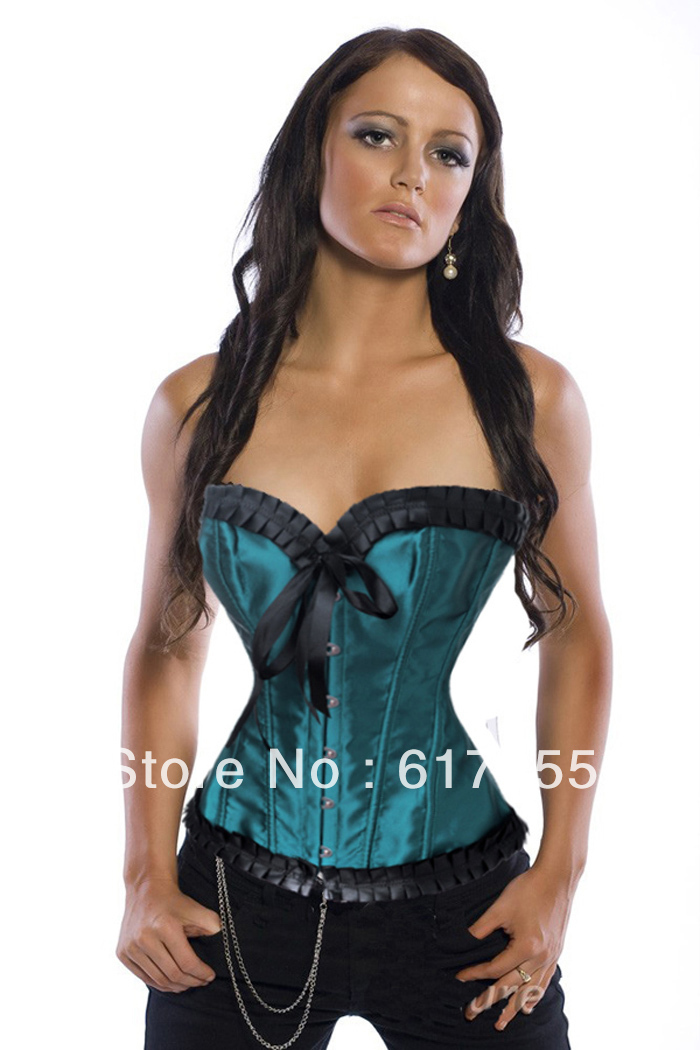 Wholesale Fashion Women intimates sexy lingerie satin Corset green 2787