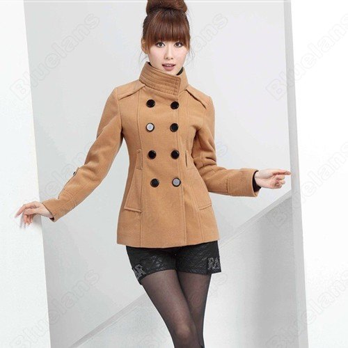 Wholesale Fashion Women's Double-breasted Belt Trench Long Woolen Coat Thick Jacket size M-XXL Good Christmas Gifts  30625