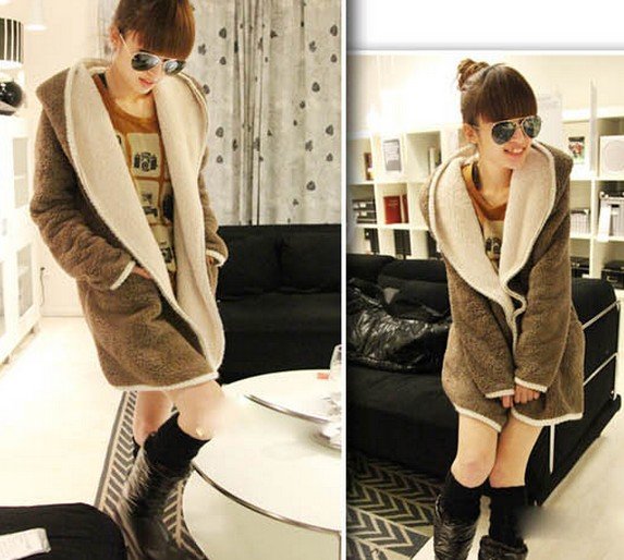 Wholesale Flax pregnant women coat long paragraph on both sides can wear thicker hooded jacket cardigan warm