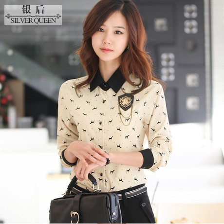 Wholesale Formal Career Casual Top Blouse Shirt   new arrival velvet women's long-sleeve  A5