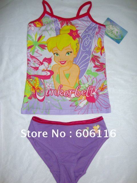 Wholesale Free Shipment Cartoon Underwears Girl's Underwear Set  Kid Underset Tinkerbell underwear set-YL-117174