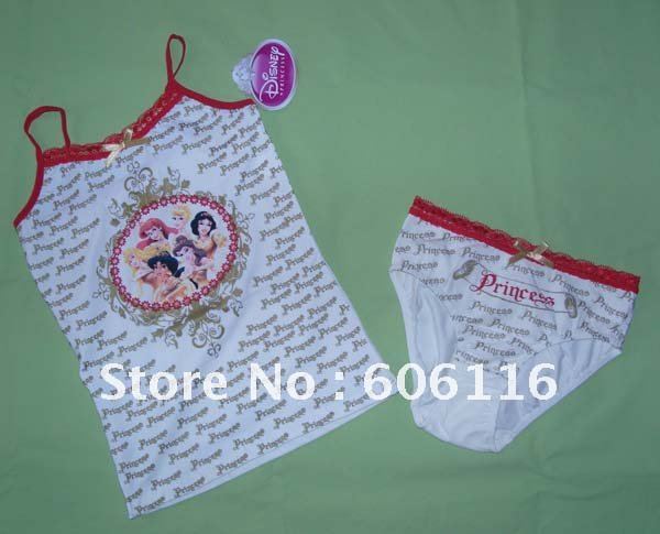 Wholesale,free shipment, hot sale! cartoon underwears, girl's underwear set, set of camisole and brief, kid's underwear-YL-0104