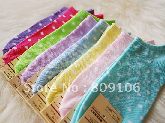 wholesale,free shipping,1028 thin muji high quality candy color dot sock slippers 100% cotton invisible
