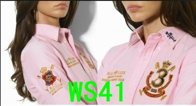 wholesale-Free shipping 1pcs/lot Brand New 2012 Women's  long sleeve cotton Embroidery  polo Shirt T-shirts size:S-XL