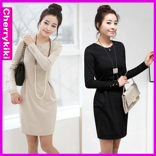 Wholesale free shipping 2012 autumn  long-sleeve OL outfit slim Iotion cache one-piece dress