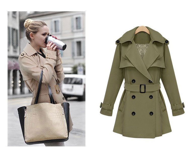 Wholesale free shipping 2012 new loose collar double breasted system belt V collar long windbreaker