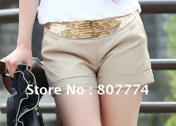 Wholesale Free shipping 2012 New women sequin short low waist four colors hot shorts S/M/L/XL Promotion