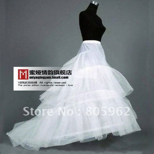 wholesale-free shipping 2012 white 2- hoop  with train bridal wedding dress gown petticoat