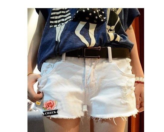 Wholesale Free shipping 2012 women white summer denim short wahsed destroyed hot Clubwear short pants Beach shorts XS-XXL