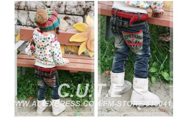 Wholesale Free Shipping 5 Pcs Girls Jeas Baby Casual Jeans Baby Wear Kids Pants Child Leisure Trousers Autumn Clothes 0805016-BP