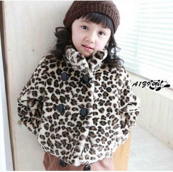 wholesale free shipping 5 pcs/lot Winter girls fashion leopard jacket thick cotton jacket