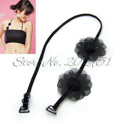 Wholesale/Free Shipping 50pcs/lot  Black Flower Lace Adjustable  Bra Strap,  Shoulder Belt