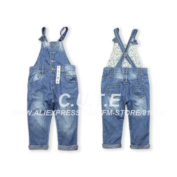 Wholesale Free Shipping 6 Pcs Girls Fashion Jeans Children Overall Baby Trousers Kids Pants 1213001-BP