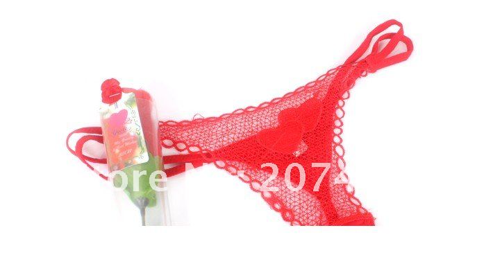 Wholesale free shipping 80pcs/lot New Sexy Women Color V-string Thong Panty T-back Rose Flower Sexy Brief T-shaped shorts