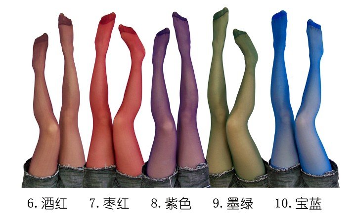 Wholesale free shipping beautiful colorful candy color pantyhose Sheer SUPPORT PANTY HOSE velvet panty-hose
