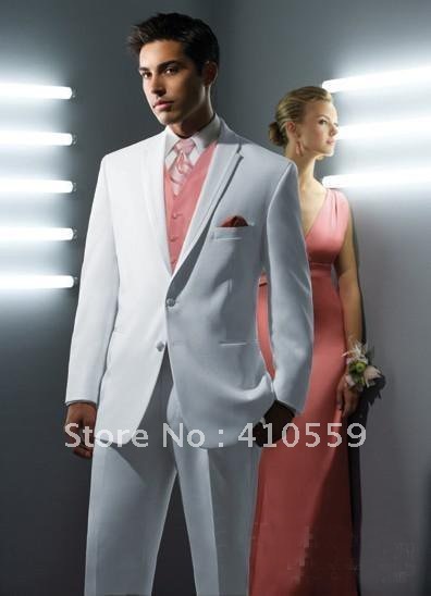 Wholesale Free shipping Custom made Groom Tuxedos Suit Wedding Groomsman Men Bridegroom Suits design white tuxedos