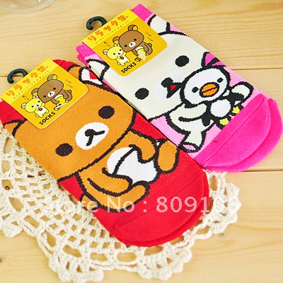 wholesale/free shipping, Easy bear series cartoon sock slippers female  cotton socks ,free shipping