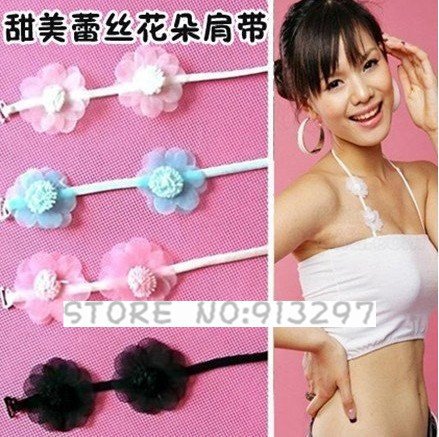 wholesale free shipping fashion Flower BRA ADJUSTABLE LACE BELT SHOULDER STRAP underware mulit color available