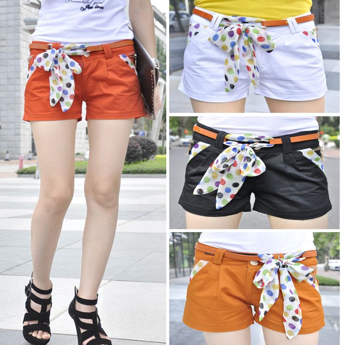 Wholesale! Free Shipping Fashion Sexy Slim Shorts for Women, Causal Wear, Hot Pants, Leisure Shorts with Ribbon Belt BK1917SK