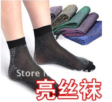 Wholesale free shipping fashion silver shiny silk women health sock  stocking thin  sexy  restore ancient ways transparent