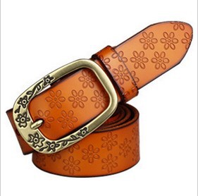 WHOLESALE/FREE SHIPPING/Fashion Wintersweet Ladies' Wide Belt, Antique Bronze All-match Genuine Leather Belt