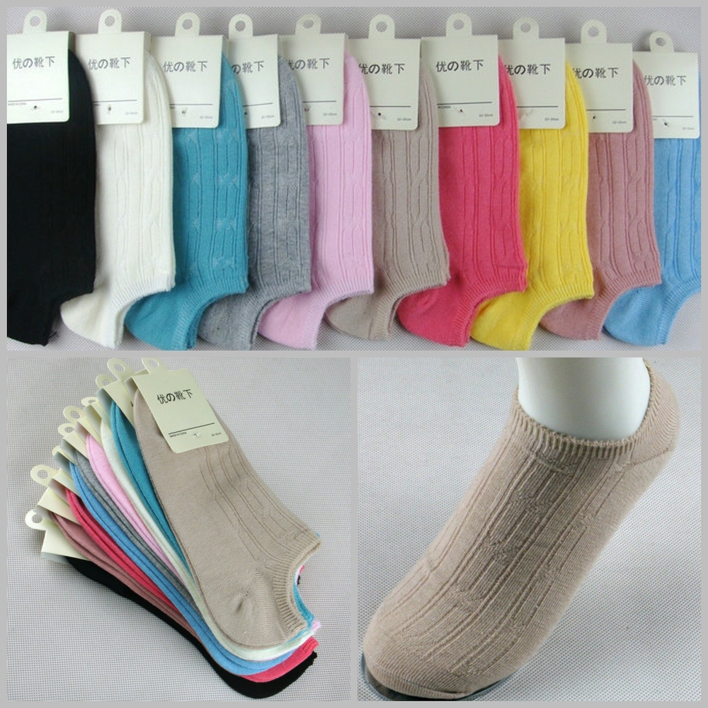 Wholesale Free shipping Full cotton solid color needle boneless women's knitted sock slippers spring and summer ankle socks