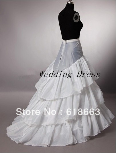 wholesale Free shipping high quality white train bridal petticoat underskirt crinoline