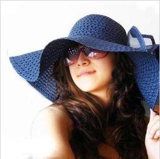 Wholesale Free Shipping Hollow Model Buttonfly Large Wide Brim Straw Hat  Women Beach Hat  Sun Hat 7 colour available