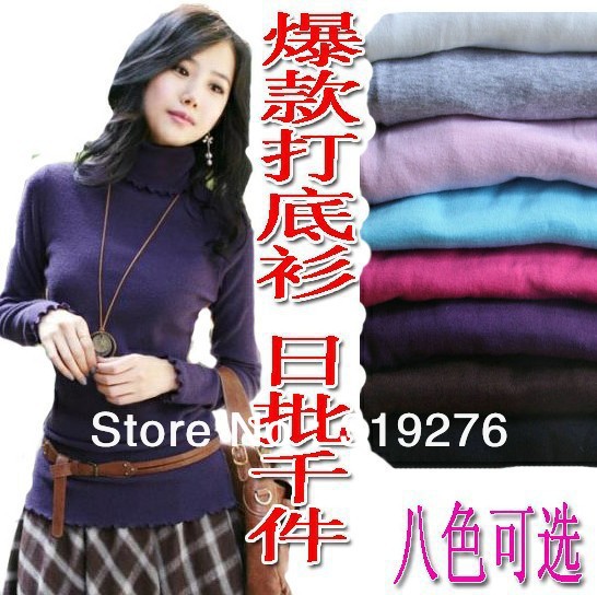 Wholesale Free shipping Hot sales long-sleeved turtleneck sweater women primer shirt sweater causal warm pullovers
