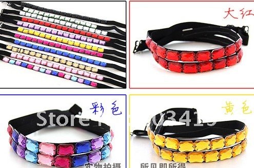 wholesale free shipping Ladies fashion Sexy Style ADJUSTABLE BRA BELT SHOULDER STRAP multi color available shiny crystal party