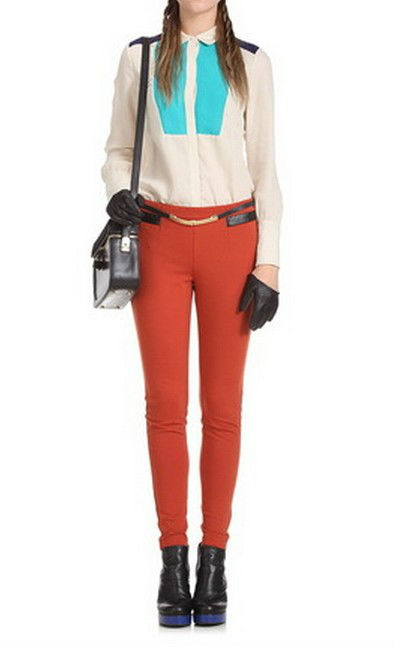 Wholesale+Free Shipping !! New!! 2013 Women European Retro Casual Lapel Color Hit Chiffon Long Sleeve Shirt Blouse