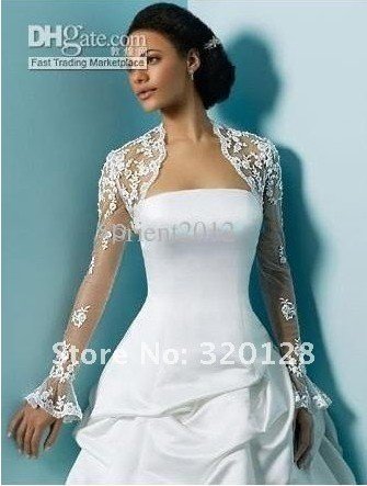 Wholesale - Free shipping!New Lace Bridal shawl Wedding Wraps Jacket Long sleeve bolero Custom Made