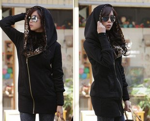 Wholesale Free Shipping New Winter Women Korean Long Sleeve Thicken Cardigan Hooded Sweater Coat