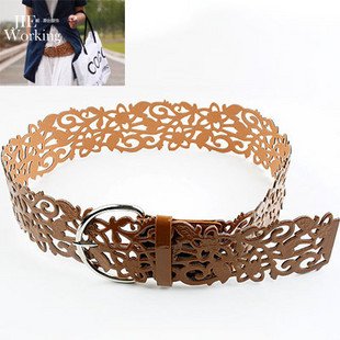 Wholesale Free Shipping NEW Women Fashion Sweet Hollow Wide Waist Leather Belt