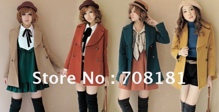 wholesale free shipping New Women's Trench Coat woolen warm thick Classic lady long overcoat turn-down collar