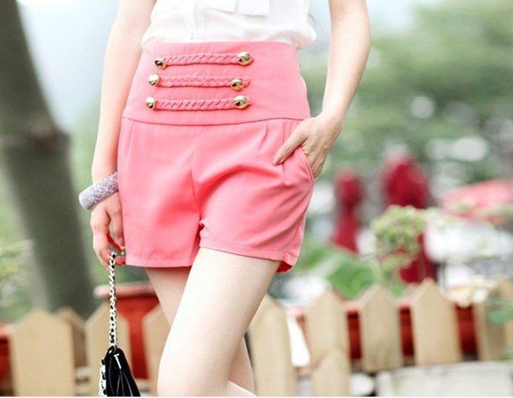 Wholesale Free shipping New women three color short high waist short button up shorts Promotion D95-524-35-237