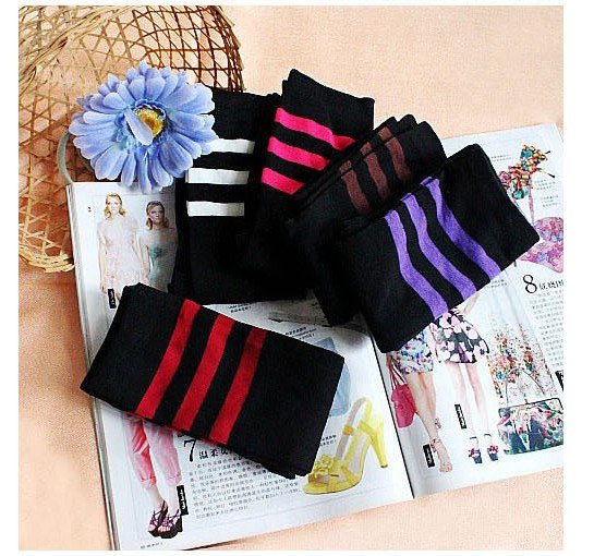 Wholesale free shipping retail spring and autunmWomen long full length stocking Sexy cotton stripe above knee socks high socks