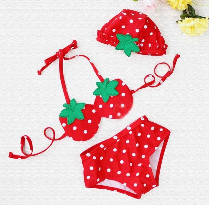 Wholesale Free shipping strawberry baby bikini swimwear ,child swimsuit,baby girl swimming suit,baby beachwear summer outfit