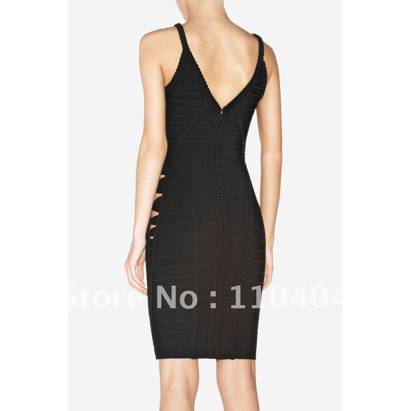 Wholesale Free Shipping Strech Knitted Bandage Dress  Black Ladies Sexy Mini Formal Dress