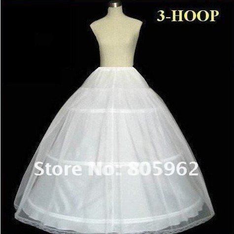 wholesale-free shipping white 3-hoop bridal wedding dress gown petticoat