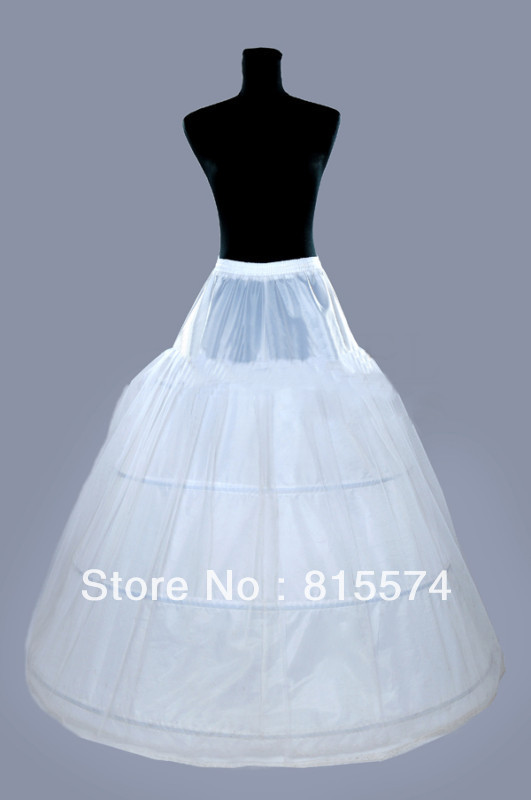Wholesale - Free shippingNew White 3-Hoop 1 Layer tulle A Line petticoat Bridal Accessories Wedding Gowns