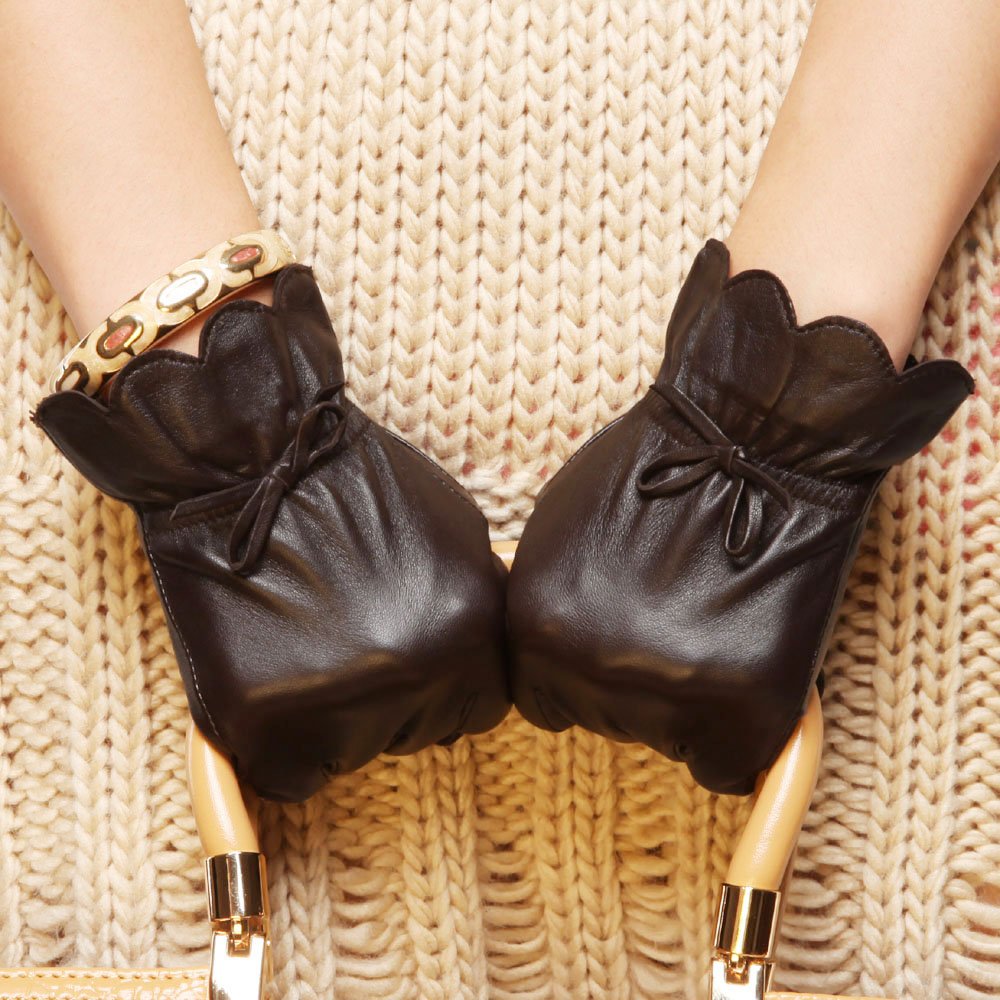 Wholesale FreeShipping Top Grade Sheepskin Lady's Mitten Warm Genuine Leather Gloves GL00987 Size S M L Manufacturer Droshipping