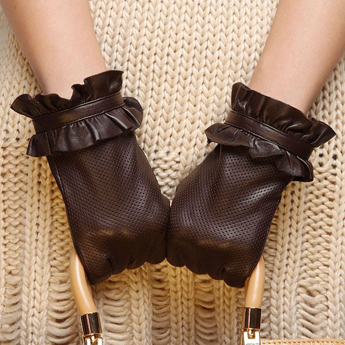 Wholesale FreeShipping Top Grade Sheepskin Lady's Mitten Warm Genuine Leather Gloves GL00993 Size S M L Manufacturer Droshipping